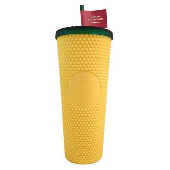 Starbucks Other - NEW Starbucks Cup Yellow 24 OZ Hawaii Collection with Straw Textured Pinapple